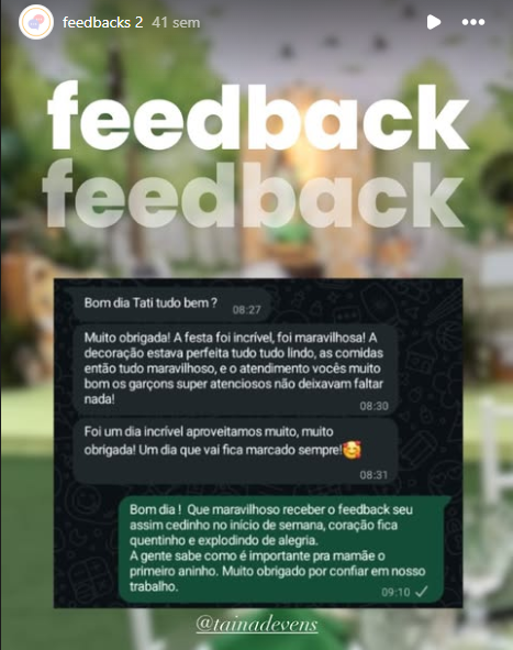 Feedback de mãe Le Jardins Evento 7