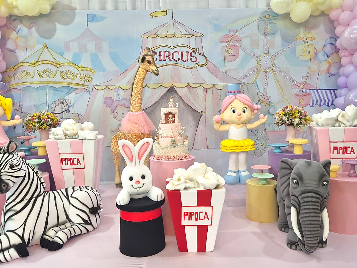 Decoração de festa infantil tema circo em tons pastéis